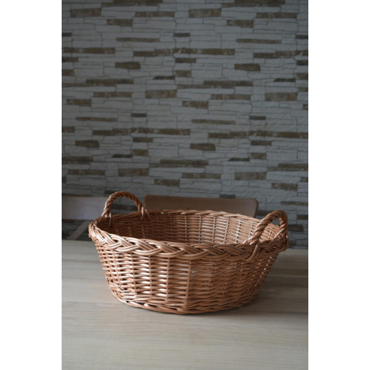 Tava rotundă din răchită BASIA cu mânere