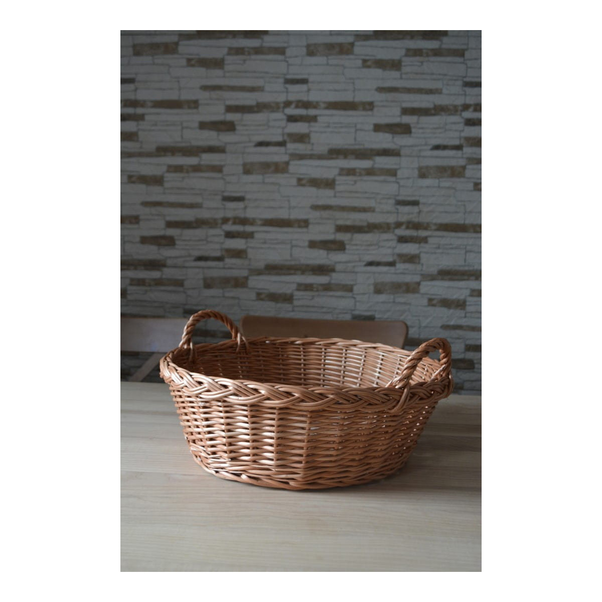 Tava rotundă din răchită BASIA cu mânere