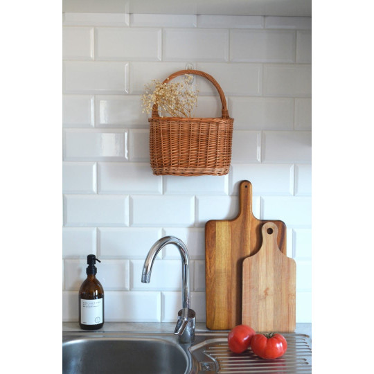 Coș oval din ratan cu mânere, 25 cm