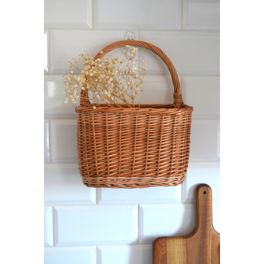 Coș oval din ratan cu mânere, 25 cm