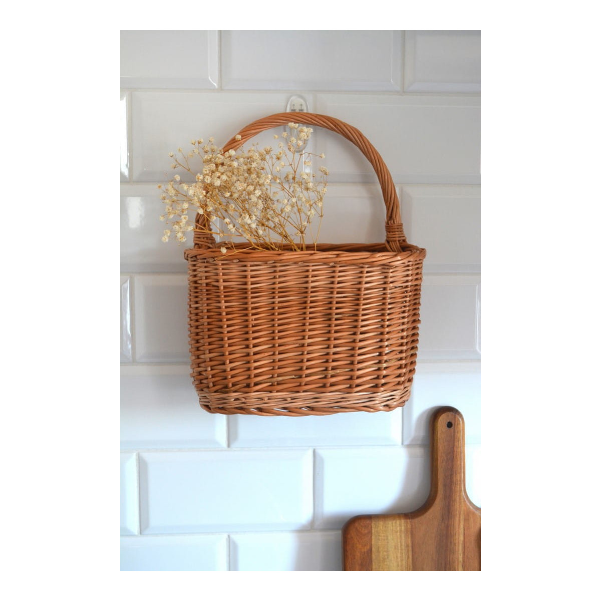 Coș oval din ratan cu mânere, 25 cm