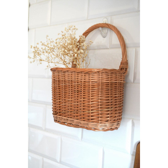 Coș oval din ratan cu mânere, 25 cm