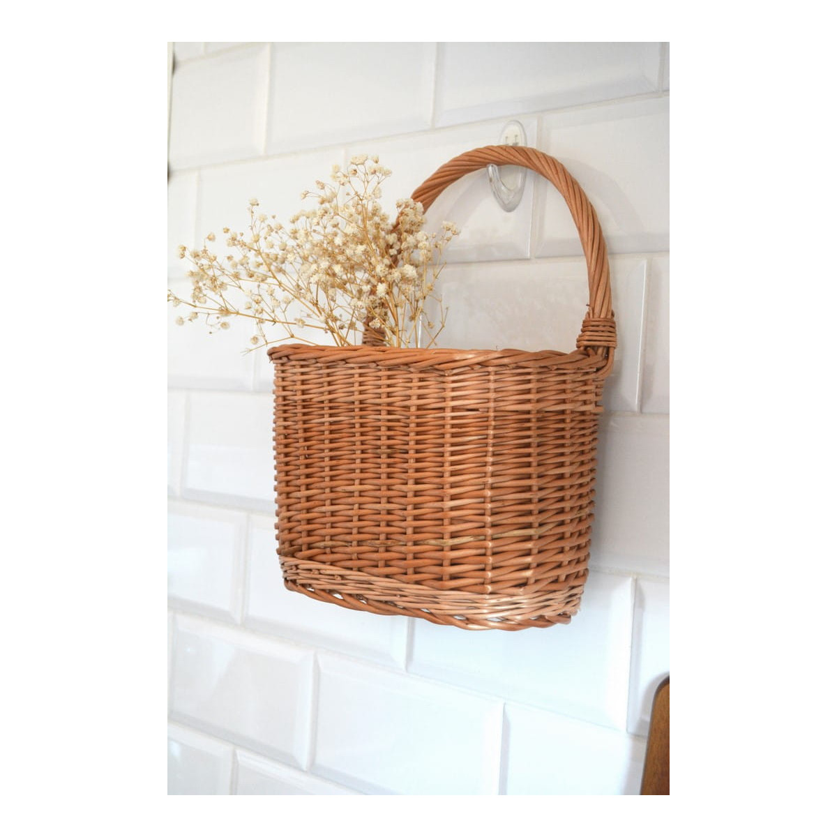 Coș oval din ratan cu mânere, 25 cm