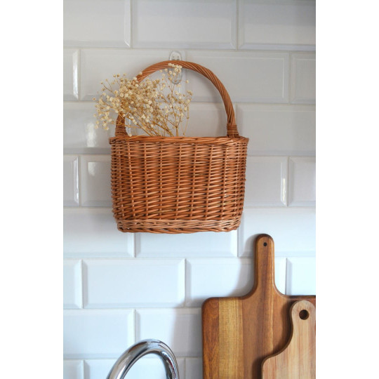 Coș oval din ratan cu mânere, 25 cm