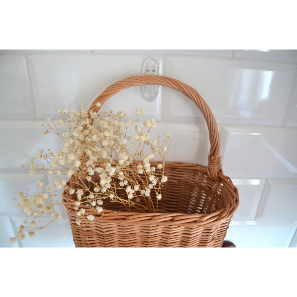 Coș oval din ratan cu mânere, 25 cm