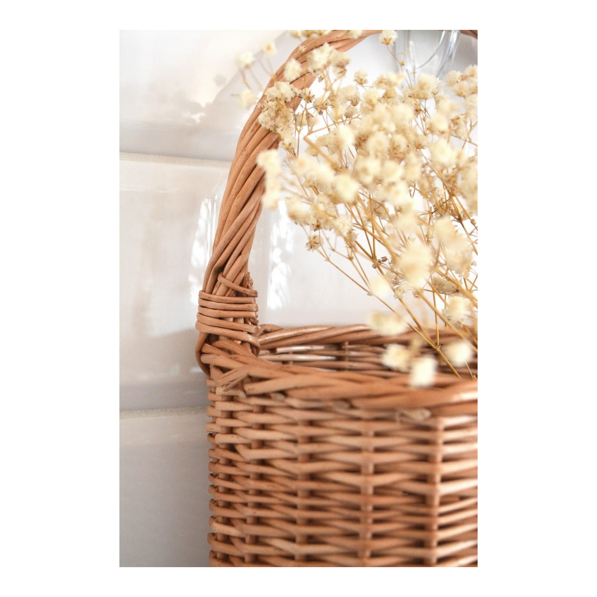 Coș oval din ratan cu mânere, 25 cm