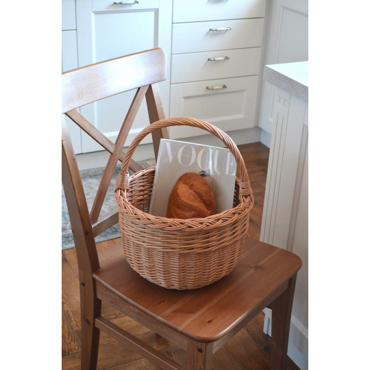 Coș rotund din ratan cu mâner