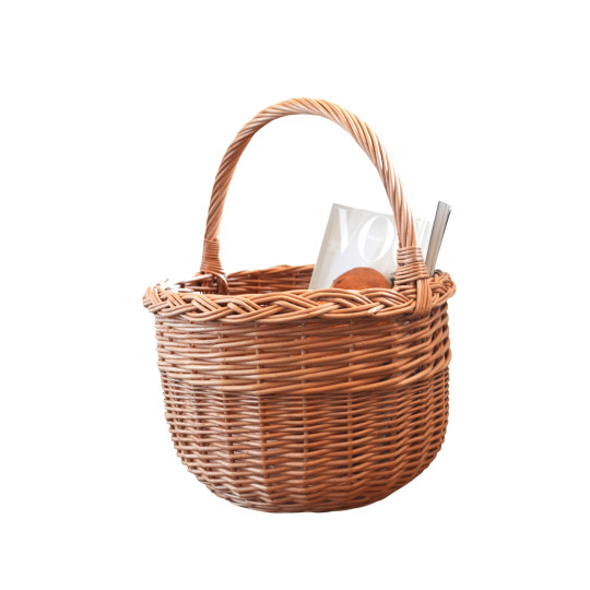 Coș rotund din ratan cu mâner