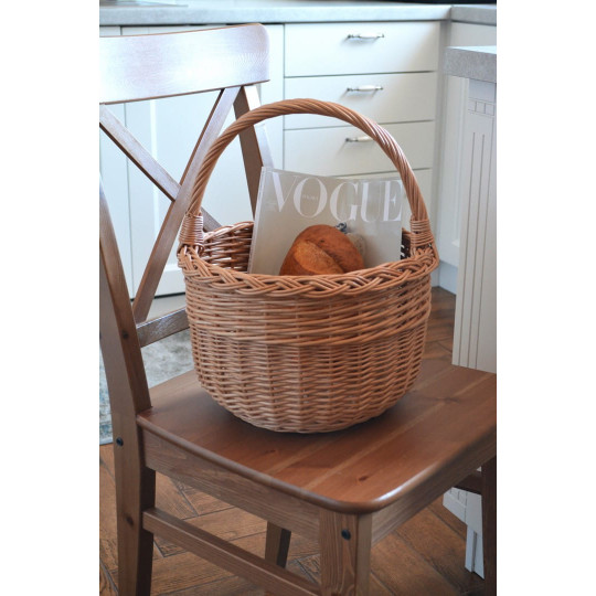 Coș rotund din ratan cu mâner