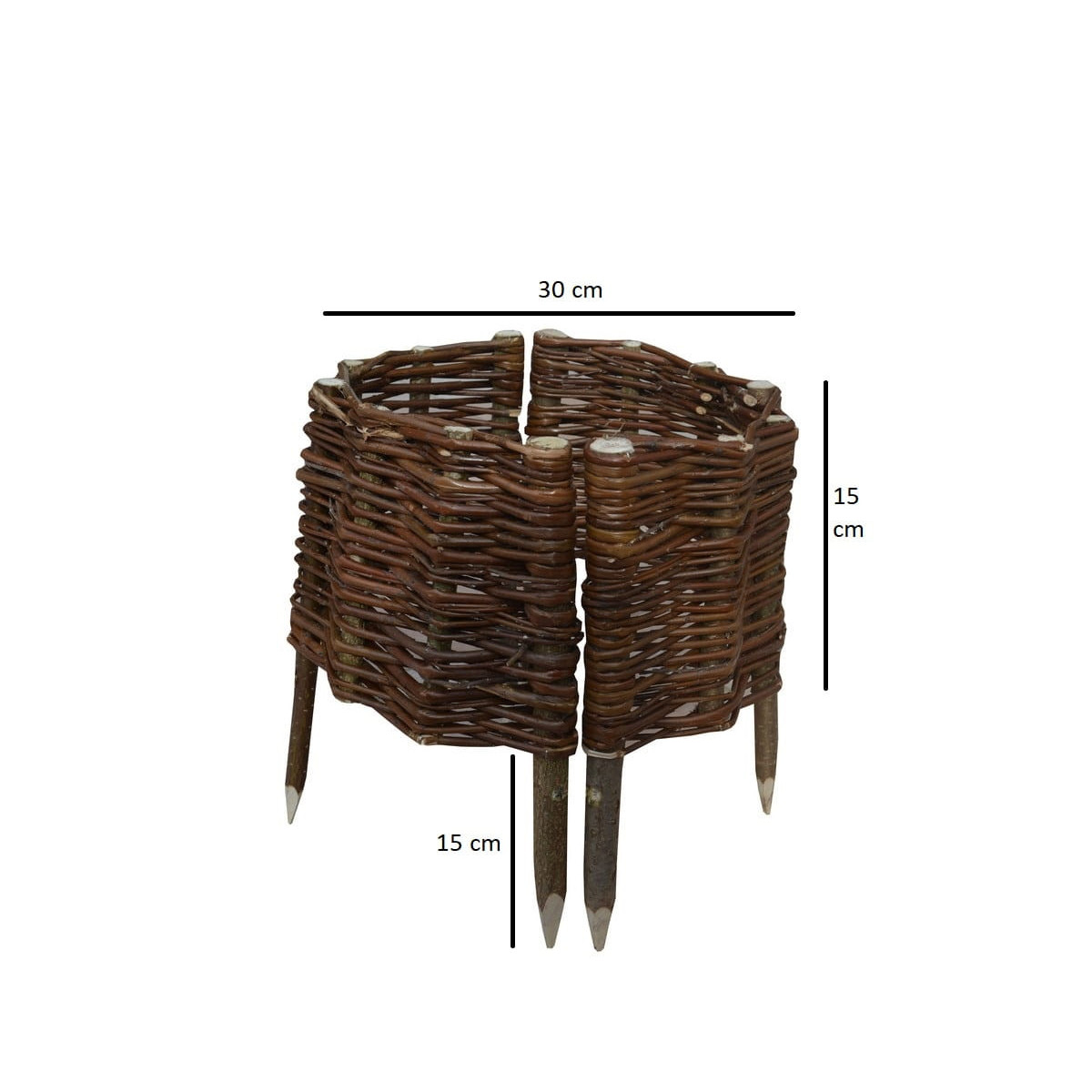 Cercul de nuiele palisadă cu un diametru de 30 cm și o înălțime de 15 cm