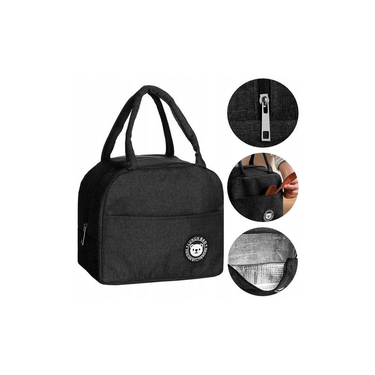 Geantă termică de picnic neagră cu o capacitate de 4L