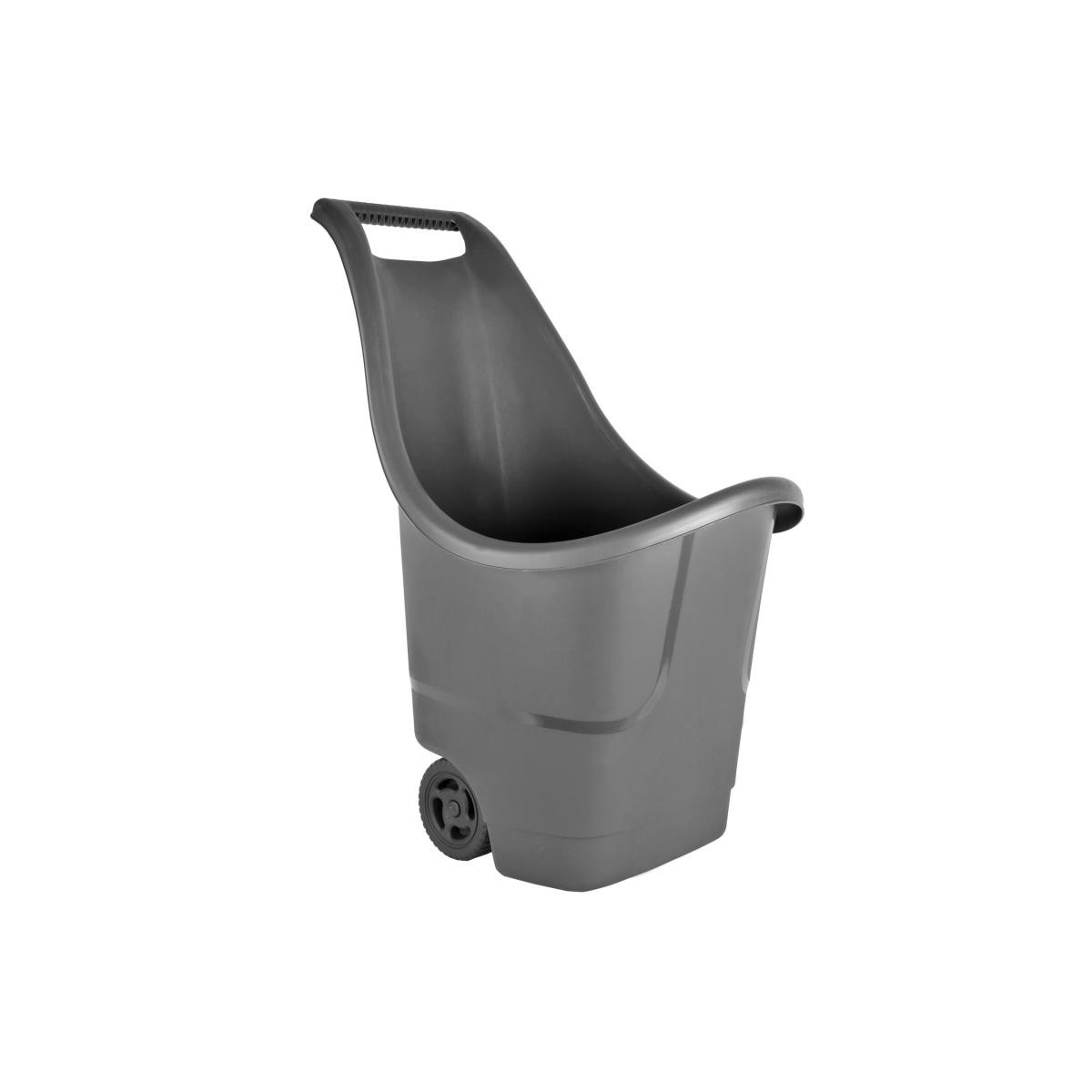 Cărucior multifuncțional de grădină cu roți, 50L, culoare gri închis