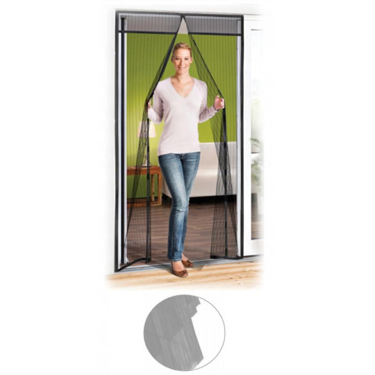 Plasă neagră pentru uși împotriva insectelor, cu magnet, 80/90/100 x 210/220cm