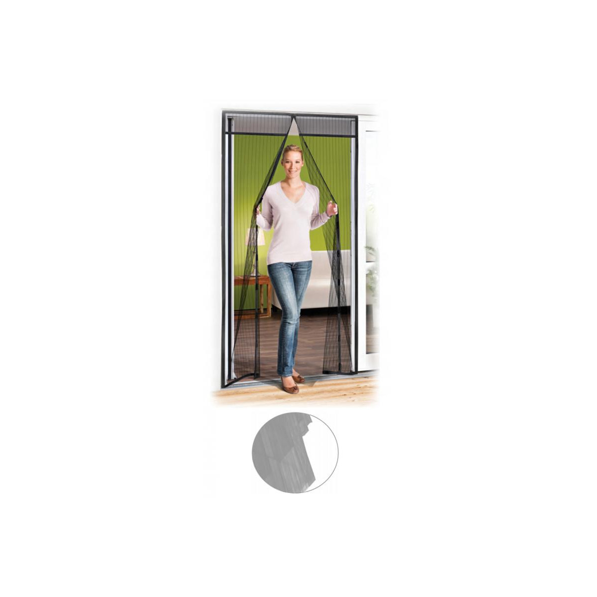 Plasă neagră pentru uși împotriva insectelor, cu magnet, 80/90/100 x 210/220cm