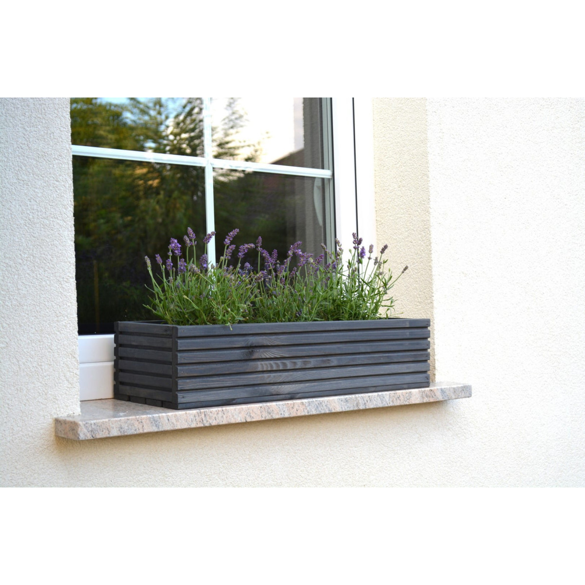 Ghivece mari pentru fereastră de culoare gri închis