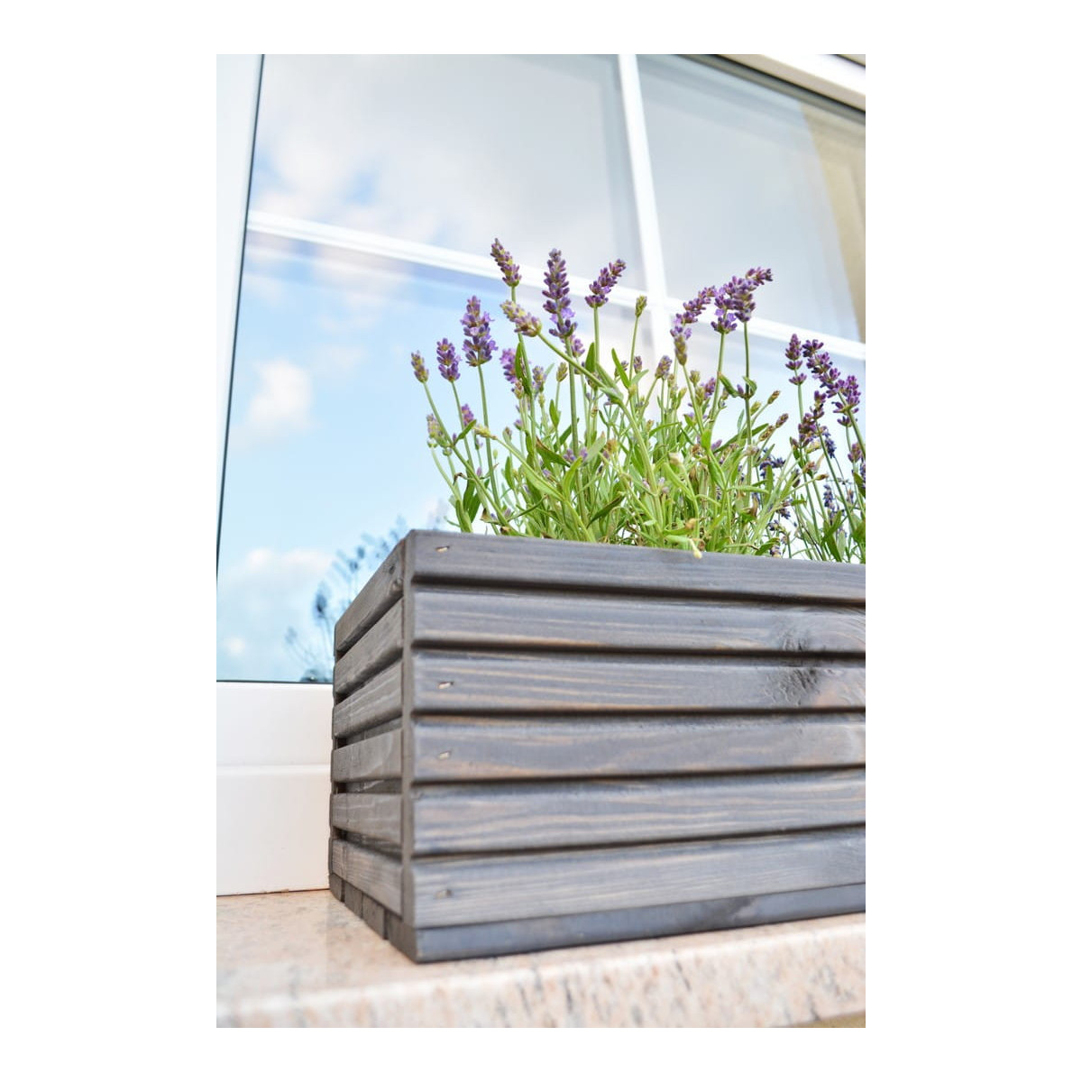 Ghivece mari pentru fereastră de culoare gri închis