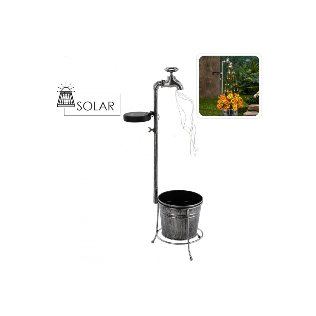 Lampa solară - robinet de apă cu ghiveci, 17,5 x 60 cm
