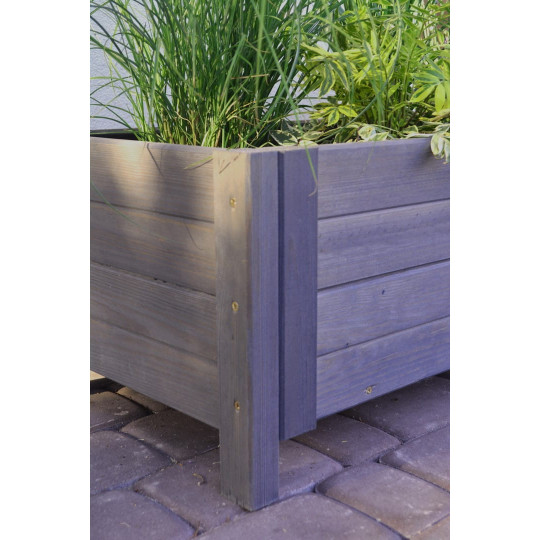 Ghivece din lemn pentru terasă de culoare gri închis