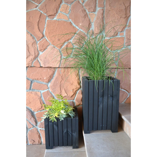 Seturi de ghivece negre pentru terasă, 25 cm