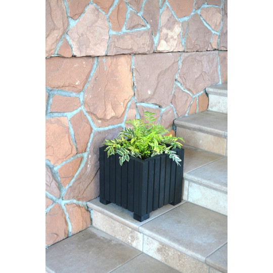 Seturi de ghivece negre pentru terasă, 25 cm