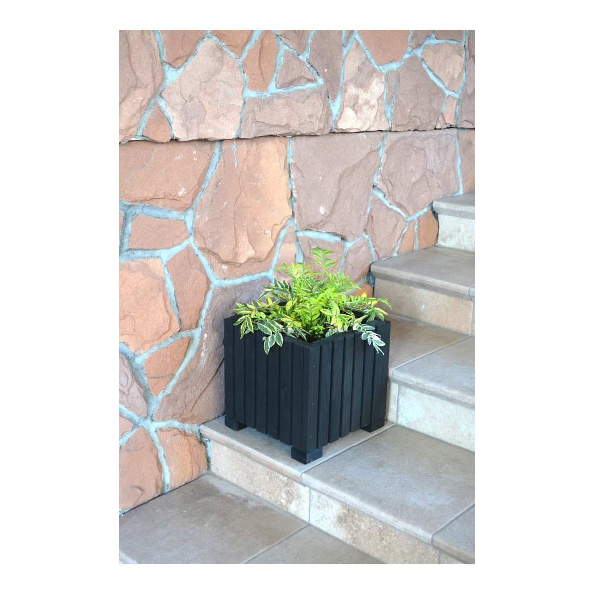 Seturi de ghivece negre pentru terasă, 25 cm