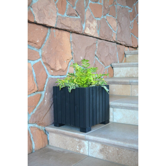 Seturi de ghivece negre pentru terasă, 25 cm