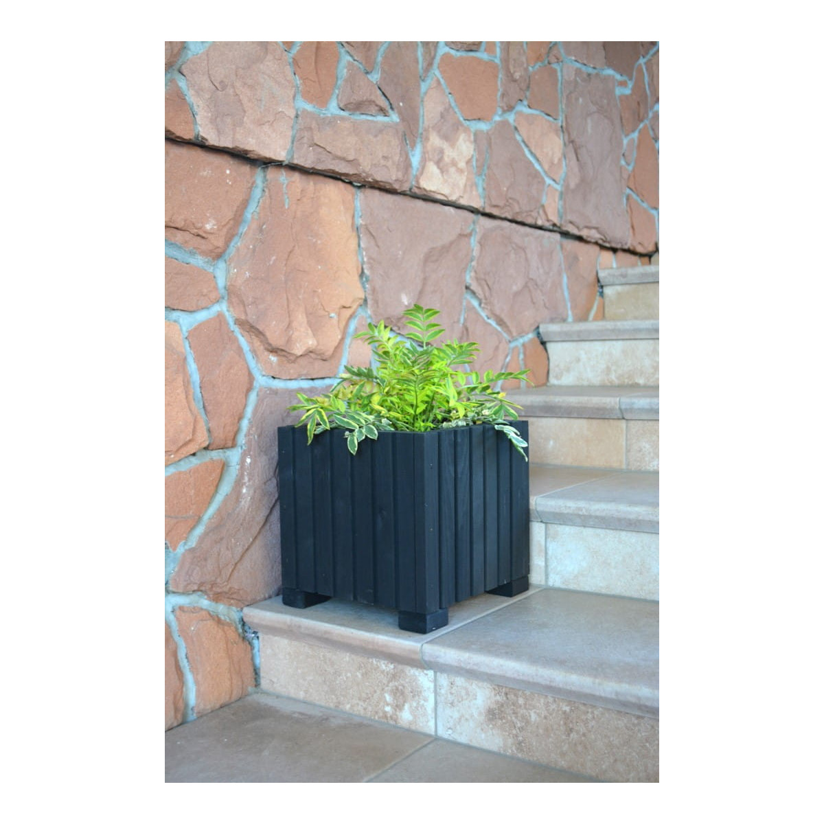 Seturi de ghivece negre pentru terasă, 25 cm