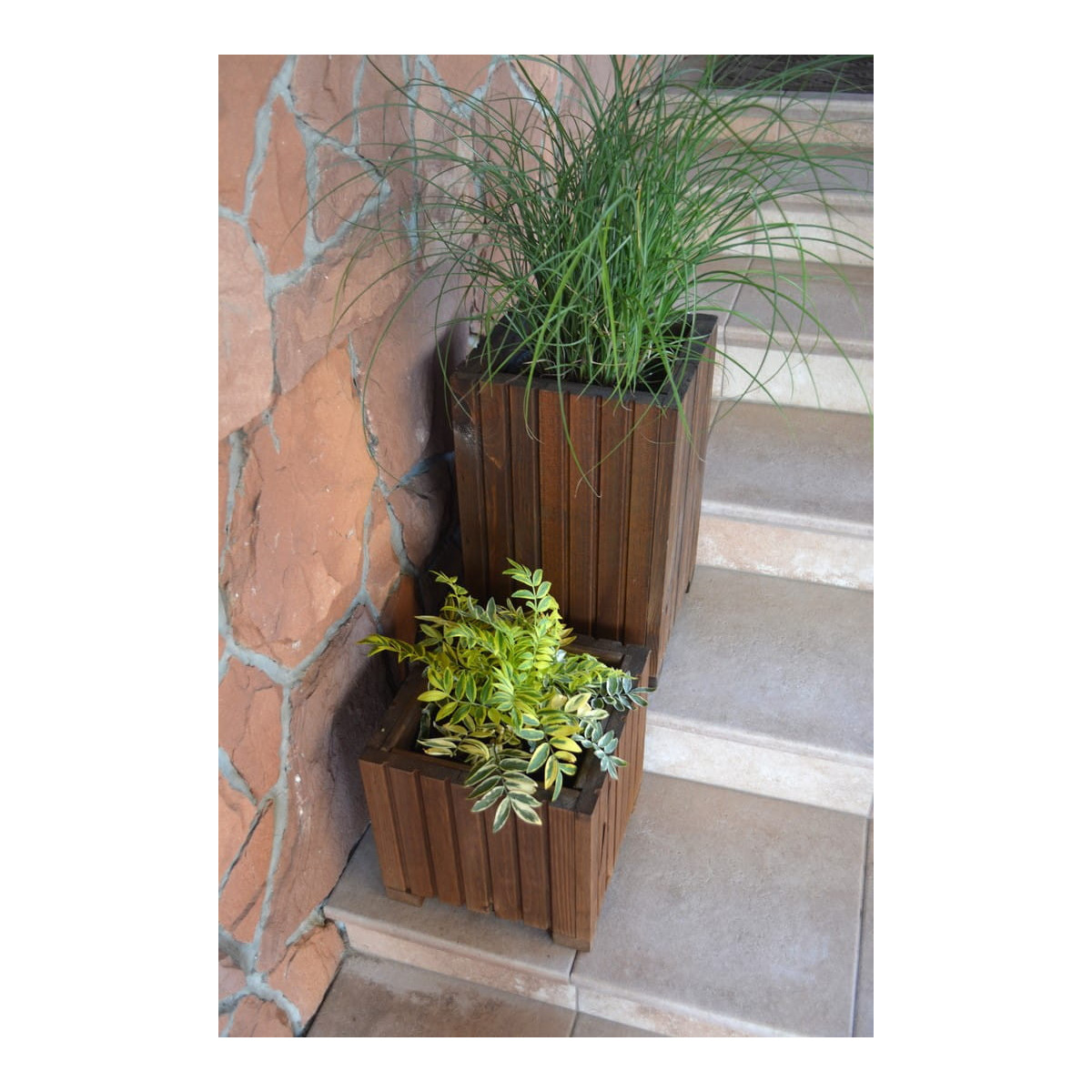 Ghivece moderne pentru terasă, culoare maro, 25 cm