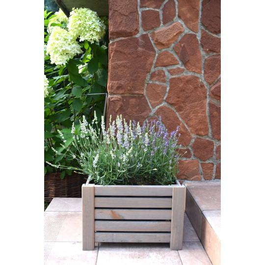 Vas mare de flori din lemn de culoare gri