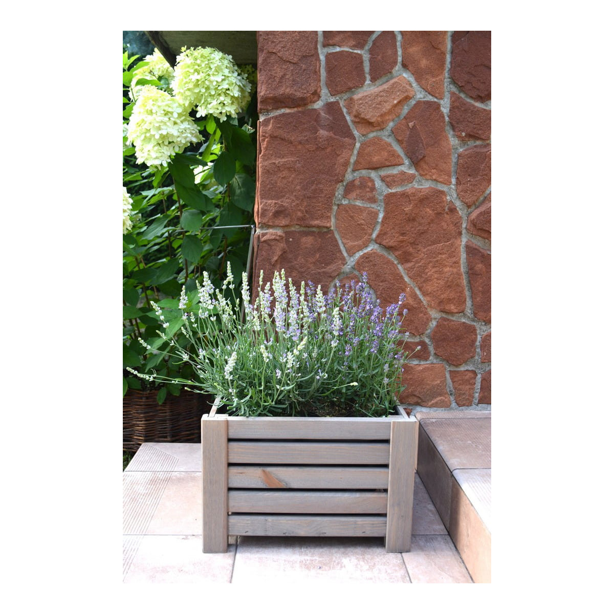 Vas mare de flori din lemn de culoare gri