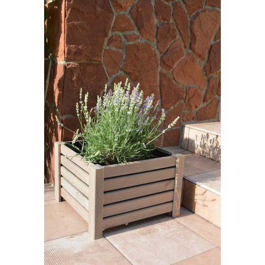 Vas mare de flori din lemn de culoare gri