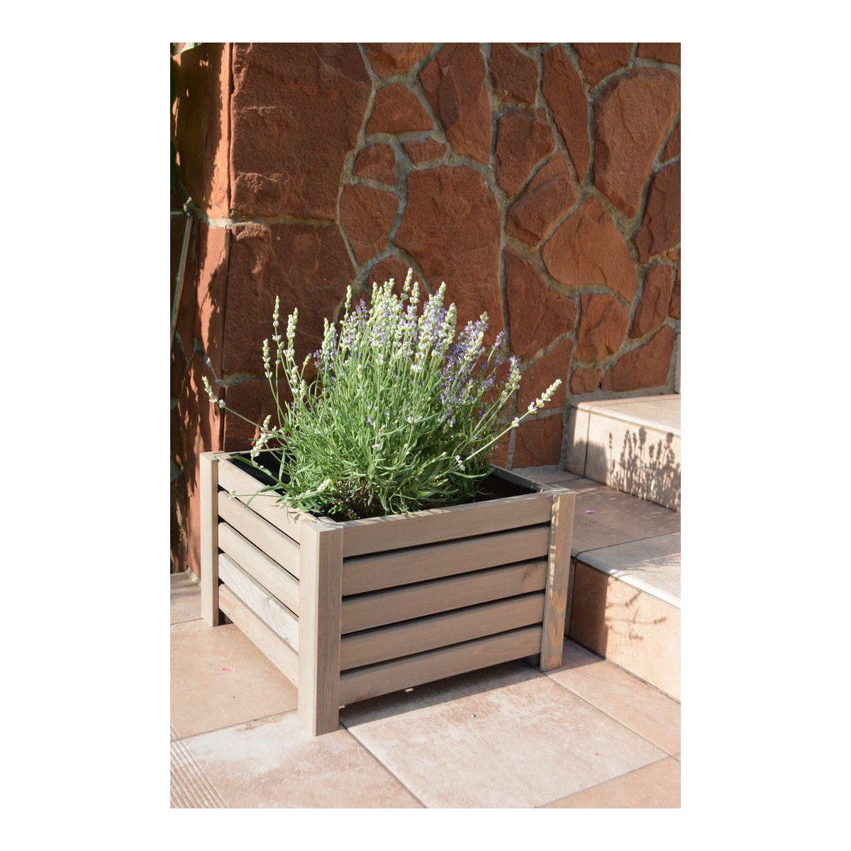 Vas mare de flori din lemn de culoare gri