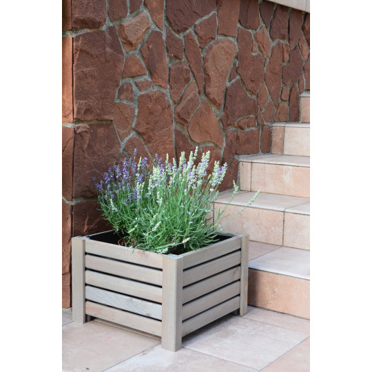 Vas mare de flori din lemn de culoare gri