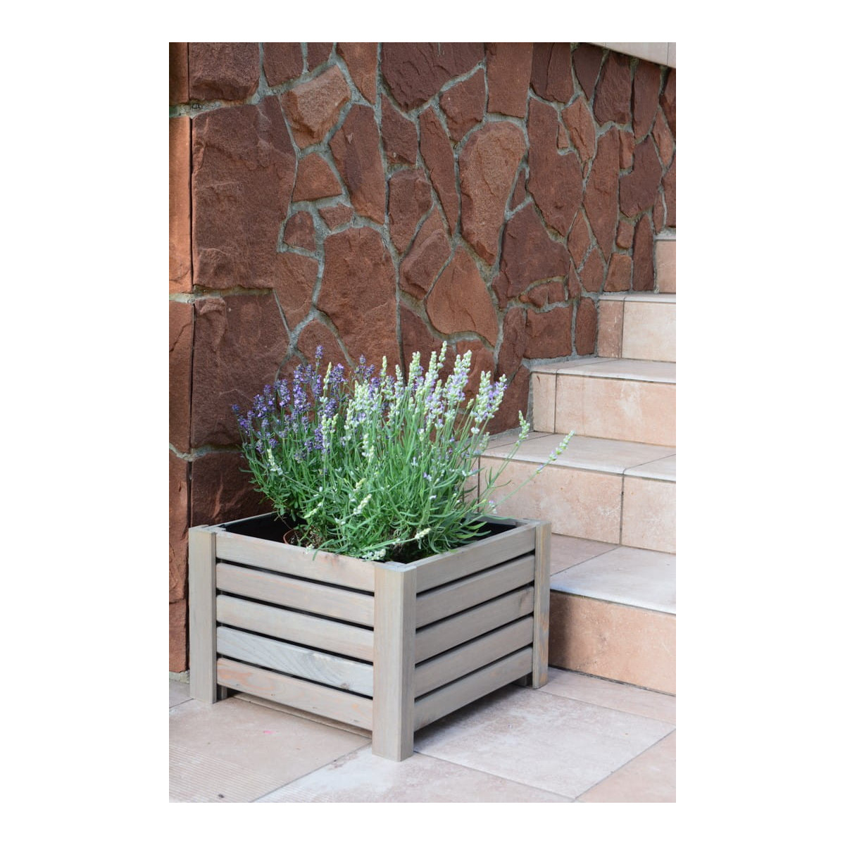 Vas mare de flori din lemn de culoare gri