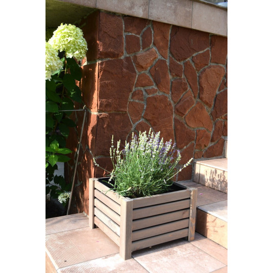 Vas mare de flori din lemn de culoare gri