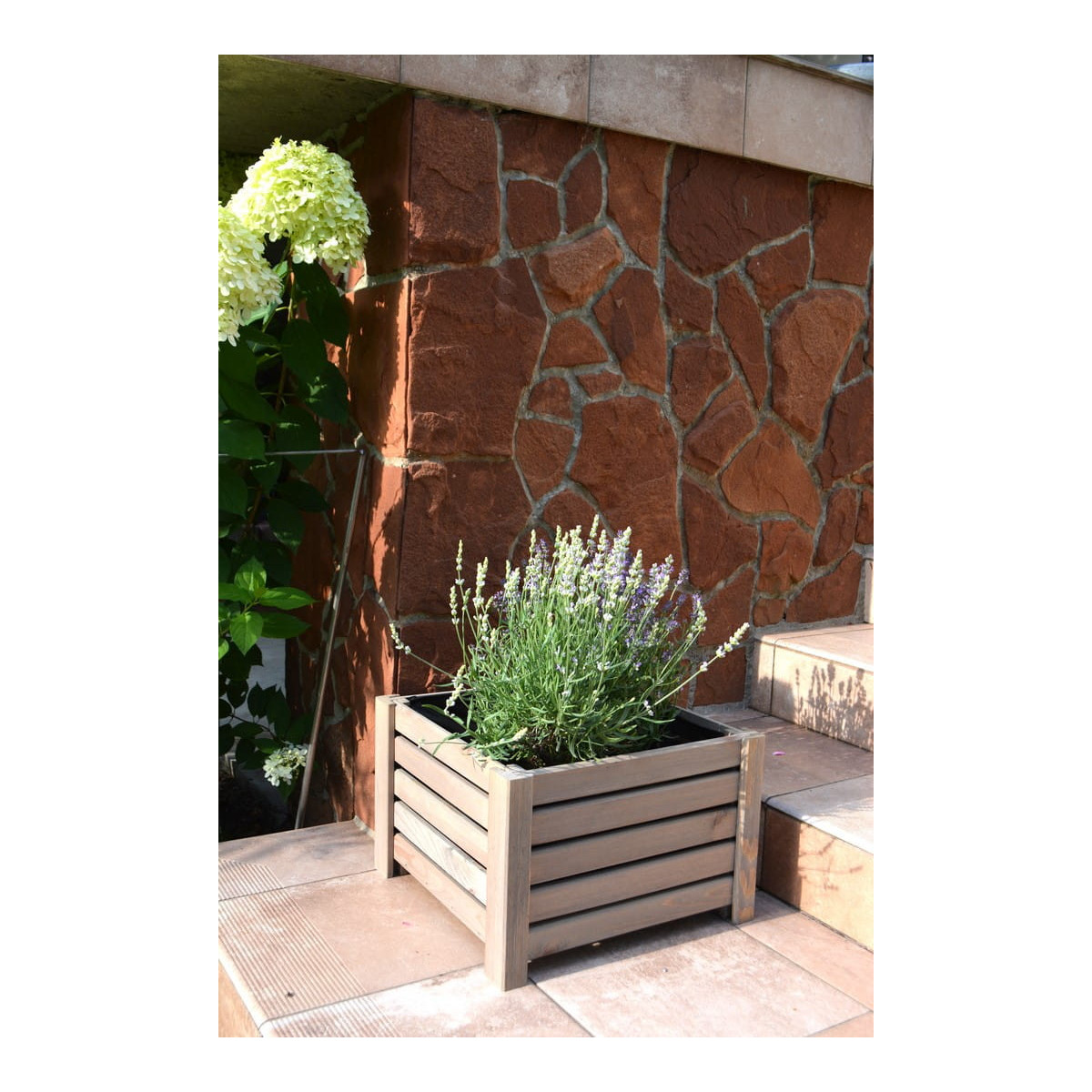 Vas mare de flori din lemn de culoare gri