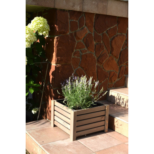 Vas mare de flori din lemn de culoare gri