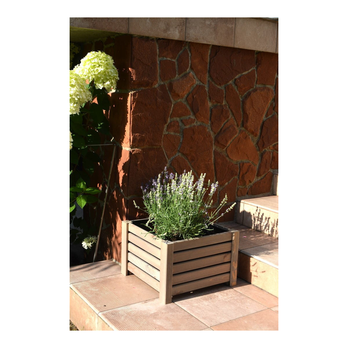 Vas mare de flori din lemn de culoare gri