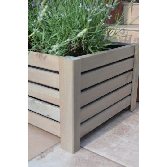 Vas mare de flori din lemn de culoare gri