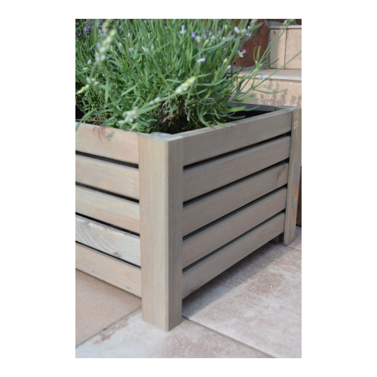 Vas mare de flori din lemn de culoare gri