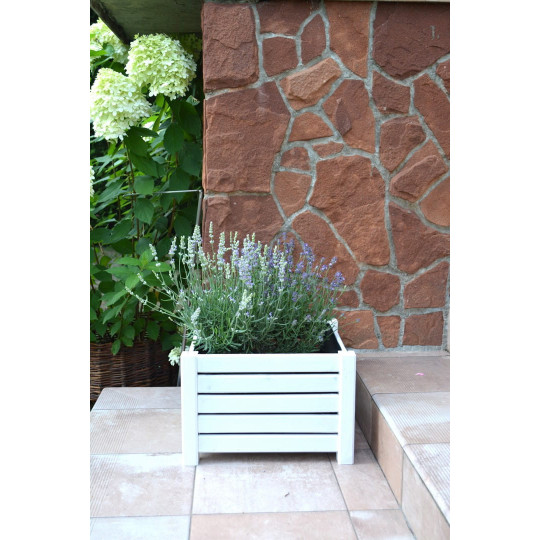 Ghiveci din lemn de pin de 38 cm în culoarea albă