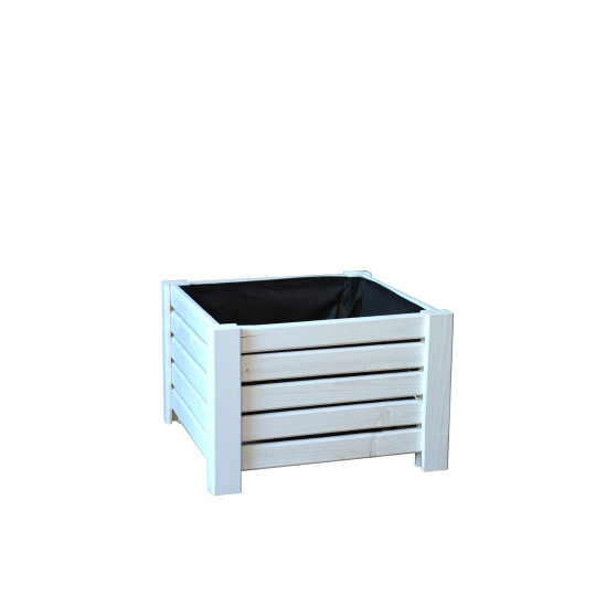 Ghiveci din lemn de pin de 38 cm în culoarea albă