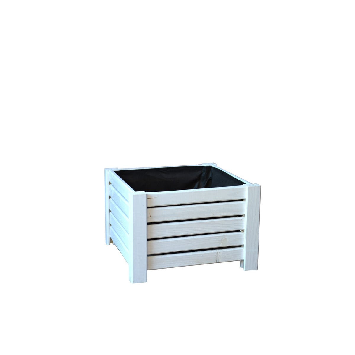 Ghiveci din lemn de pin de 38 cm în culoarea albă