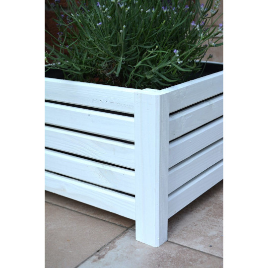 Ghiveci din lemn de pin de 38 cm în culoarea albă