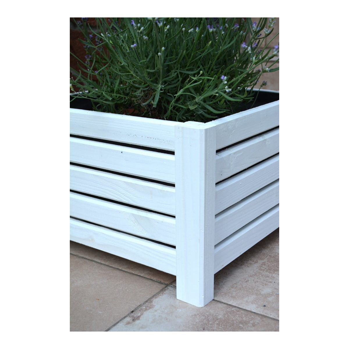 Ghiveci din lemn de pin de 38 cm în culoarea albă