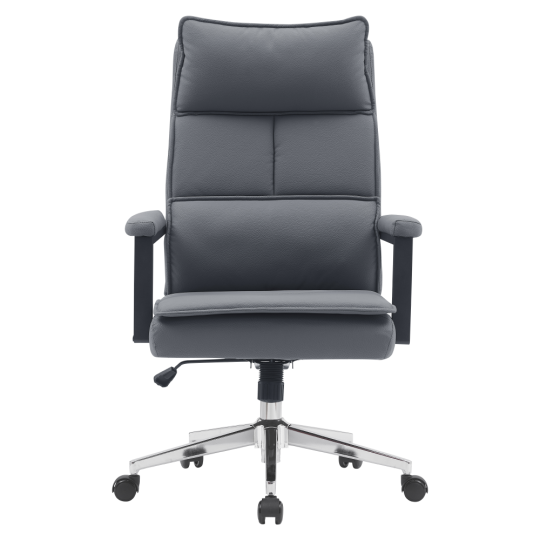 Scaun de birou de lux din piele ecologică de culoare gri, KAHIL