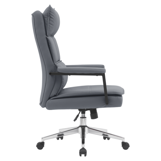 Scaun de birou de lux din piele ecologică de culoare gri, KAHIL
