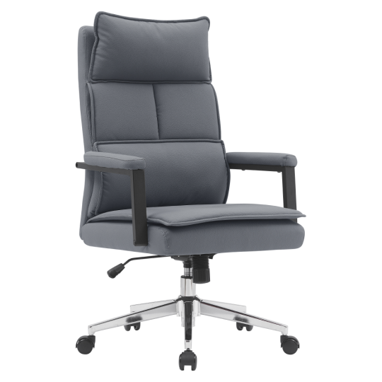 Scaun de birou de lux din piele ecologică de culoare gri, KAHIL