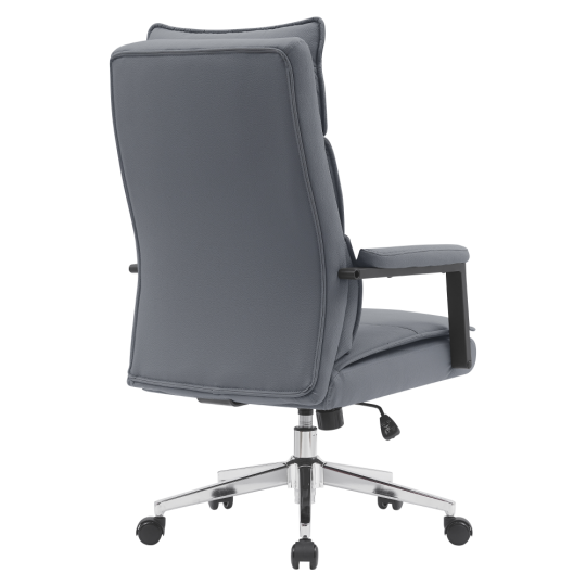Scaun de birou de lux din piele ecologică de culoare gri, KAHIL