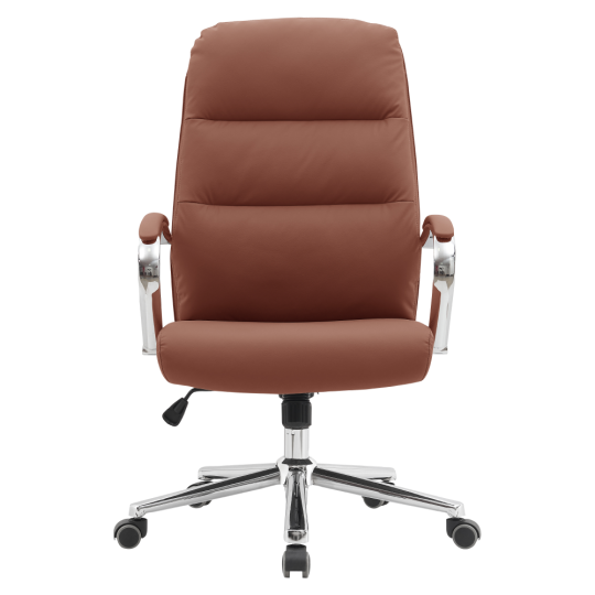 Scaun de birou brun cu accesorii cromate, ADMON